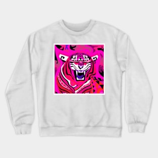 white tiger art in zentangle totonac ecopop Crewneck Sweatshirt